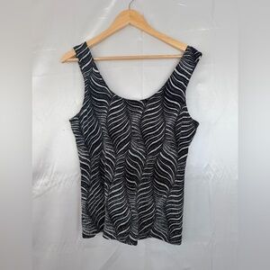 Blu Sage Black Silver Sleeveless Sequin Party Tank Top Size Large L NYE